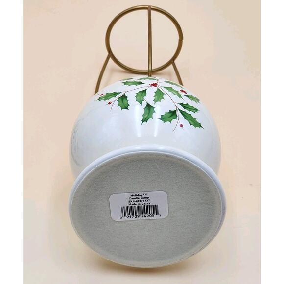 Lenox Holiday Tea Light Candle Lamp Holly Berry w/ Shade 10" Original Open Box - Picture 12 of 12